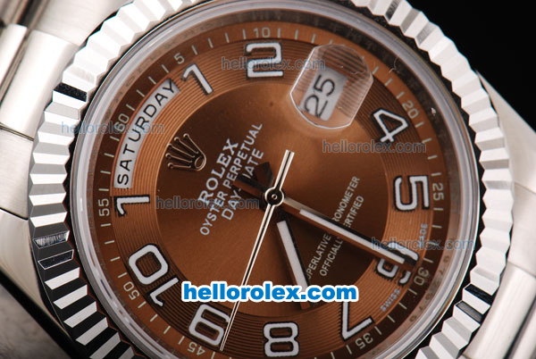 Rolex Day Date II Oyster Perpetual Automatic Movement Brown Dial with White Numeral Marker and SS Strap - Click Image to Close